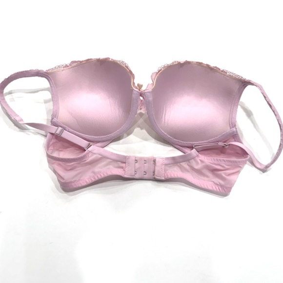Light Pink Victoria's Secret Lace Push-up Bra. Rhinestone & Heart Embellishments - Picture 2 of 7